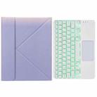 H-102CS Touch Backlight Bluetooth Keyboard Leather Case with Rear Three-fold Holder For iPad 10.2 2020 & 2019 / Pro 10.5 inch(Purple) - 1