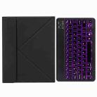H-097S Monochrome Backlight Bluetooth Keyboard Leather Case with Rear Three-fold Holder For iPad 9.7 2018 & 2017(Black) - 1