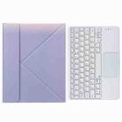 H-097C Touch Bluetooth Keyboard Leather Case with Rear Three-fold Holder For iPad 9.7 2018 & 2017(Purple) - 1