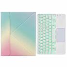 H-097CS Touch Backlight Bluetooth Keyboard Leather Case with Rear Three-fold Holder For iPad 9.7 2018 & 2017(Rainbow) - 1