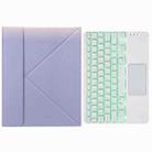 H-097CS Touch Backlight Bluetooth Keyboard Leather Case with Rear Three-fold Holder For iPad 9.7 2018 & 2017(Purple) - 1