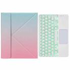 H-109CS Touch Backlight Bluetooth Keyboard Leather Case with Rear Three-fold Holder For iPad Pro 11 inch 2021 & 2020 & 2018 / Air 2020 10.9(Pink Blue) - 1