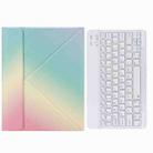 H-097 Bluetooth Keyboard Leather Case with Rear Three-fold Holder For iPad 9.7 2018 & 2017(Rainbow) - 1