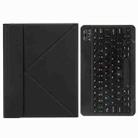 H-097 Bluetooth Keyboard Leather Case with Rear Three-fold Holder For iPad 9.7 2018 & 2017(Black) - 1