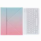 H-109 Bluetooth Keyboard Leather Case with Rear Three-fold Holder For iPad Pro 11 inch 2021 & 2020 & 2018 / Air 2020 10.9(Pink Blue) - 1