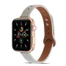 Double Rivets Leather Watch Band for Apple Watch Series 9&8&7 41mm / SE 3&SE 2&6&SE&5&4 40mm / 3&2&1 38mm(Grey) - 1