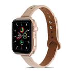 Double Rivets Leather Watch Band for Apple Watch Series 8&7 41mm / SE 2&6&SE&5&4 40mm / 3&2&1 38mm(Beige) - 1