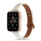 Double Rivets Leather Watch Band for Apple Watch Ultra 49mm&Watch Ultra 2 49mm / Series 9&8&7 45mm / SE 3&SE 2&6&SE&5&4 44mm / 3&2&1 42mm(White) - 1