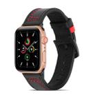 Sewing Matte Leather Watch Band for Apple Watch Series 8&7 41mm / SE 2&6&SE&5&4 40mm / 3&2&1 38mm(Black) - 1