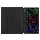 H-097S3 Tri-color Backlight Bluetooth Keyboard Leather Case with Rear Three-fold Holder For iPad 9.7 2018 & 2017(Black) - 1