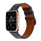 Sewing Matte Leather Watch Band for Apple Watch Series 8&7 41mm / SE 2&6&SE&5&4 40mm / 3&2&1 38mm(Black) - 1