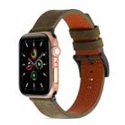 Sewing Matte Leather Watch Band for Apple Watch Series 8&7 41mm / SE 2&6&SE&5&4 40mm / 3&2&1 38mm(Army Green) - 1