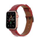 Crocodile Texture Leather Watch Band for Apple Watch Series 8&7 41mm / SE 2&6&SE&5&4 40mm / 3&2&1 38mm(Red) - 1