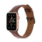Crocodile Texture Leather Watch Band for Apple Watch Ultra 49mm / Series 8&7 45mm / SE 2&6&SE&5&4 44mm / 3&2&1 42mm(Brown) - 1