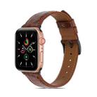 Crocodile Texture Leather Watch Band for Apple Watch Ultra 49mm&Watch Ultra 2 49mm / Series 9&8&7 45mm / SE 3&SE 2&6&SE&5&4 44mm / 3&2&1 42mm(Brown) - 1