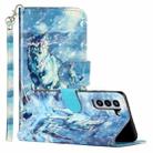 For Samsung Galaxy S22 5G 3D Pattern Horizontal Flip PU Leather Phone Case(Snow Wolf) - 1