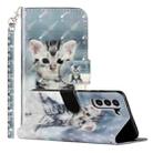 For Samsung Galaxy S22 5G 3D Pattern Horizontal Flip PU Leather Phone Case(Cat) - 1