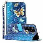 For Samsung Galaxy S22 Ultra 5G 3D Pattern Horizontal Flip PU Leather Phone Case(Rankine Butterfly) - 1