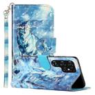 For Samsung Galaxy S22 Ultra 5G 3D Pattern Horizontal Flip PU Leather Phone Case(Snow Wolf) - 1