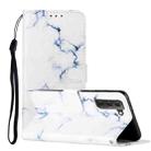 For Samsung Galaxy S22 5G Colored Drawing Marble Pattern PU Leather Phone Case(White Marble) - 1
