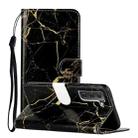 For Samsung Galaxy S22+ 5G Colored Drawing Marble Pattern PU Leather Phone Case(Black Gold Marble) - 1