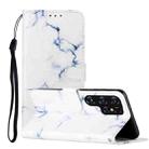 For Samsung Galaxy S22 Ultra 5G Colored Drawing Marble Pattern PU Leather Phone Case(White Marble) - 1