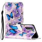 For Samsung Galaxy S22+ 5G Oil Embossed Pattern PU Leather Phone Case(Purple Flower Butterfly) - 1