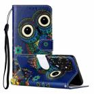 For Samsung Galaxy S22 Ultra 5G Oil Embossed Pattern PU Leather Phone Case(Blue Owl) - 1