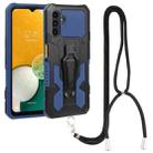 For Samsung Galaxy A13 5G Armor Warrior Shockproof PC + TPU Lanyard Phone Case(Blue) - 1
