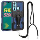 For Infinix Hot 11 Armor Warrior Shockproof PC + TPU Lanyard Phone Case(Blue) - 1