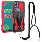 For Infinix Hot 11s Armor Warrior Shockproof PC + TPU Lanyard Phone Case(Red) - 1