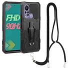 For Infinix Hot 11s Armor Warrior Shockproof PC + TPU Lanyard Phone Case(Black) - 1