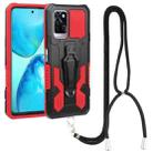 For Infinix Note 10 Pro Armor Warrior Shockproof PC + TPU Lanyard Phone Case(Red) - 1