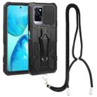 For Infinix Note 10 Pro Armor Warrior Shockproof PC + TPU Lanyard Phone Case(Black) - 1