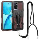 For Infinix Note 10 Pro Armor Warrior Shockproof PC + TPU Lanyard Phone Case(Brown) - 1