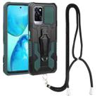 For Infinix Note 10 Pro Armor Warrior Shockproof PC + TPU Lanyard Phone Case(Green) - 1