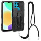 For Infinix Smart 6 Armor Warrior Shockproof PC + TPU Lanyard Phone Case(Black) - 1