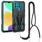 For Infinix Smart 6 Armor Warrior Shockproof PC + TPU Lanyard Phone Case(Green) - 1