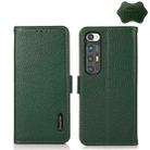 For Xiaomi Mi 10S KHAZNEH Side-Magnetic Litchi Genuine Leather RFID Phone Case(Green) - 1