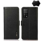 For Xiaomi Mi 10T 5G KHAZNEH Side-Magnetic Litchi Genuine Leather RFID Phone Case(Black) - 1