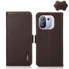 For Xiaomi Mi 11 Pro KHAZNEH Side-Magnetic Litchi Genuine Leather RFID Phone Case(Brown) - 1