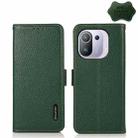 For Xiaomi Mi 11 Pro KHAZNEH Side-Magnetic Litchi Genuine Leather RFID Phone Case(Green) - 1