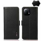 For Xiaomi Mi 11 KHAZNEH Side-Magnetic Litchi Genuine Leather RFID Phone Case(Black) - 1