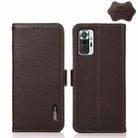 For Xiaomi Redmi Note 10 Pro KHAZNEH Side-Magnetic Litchi Genuine Leather RFID Phone Case(Brown) - 1