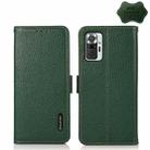 For Xiaomi Redmi Note 10 Pro KHAZNEH Side-Magnetic Litchi Genuine Leather RFID Phone Case(Green) - 1