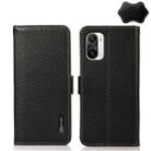 For Xiaomi Redmi K40 Pro / Poco F3 KHAZNEH Side-Magnetic Litchi Genuine Leather RFID Phone Case(Black) - 1