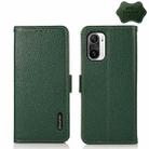 For Xiaomi Redmi K40 Pro / Poco F3 KHAZNEH Side-Magnetic Litchi Genuine Leather RFID Phone Case(Green) - 1