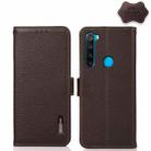 For Xiaomi Redmi Note 8 2021 KHAZNEH Side-Magnetic Litchi Genuine Leather RFID Phone Case(Brown) - 1