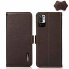 For Xiaomi Redmi Note 10 JP Version KHAZNEH Side-Magnetic Litchi Genuine Leather RFID Phone Case(Brown) - 1