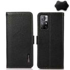 For Xiaomi Redmi Note 11 KHAZNEH Side-Magnetic Litchi Genuine Leather RFID Phone Case(Black) - 1